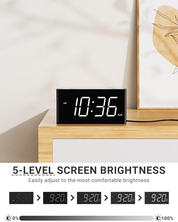 Vibrating Alarm Clock,PPLEE Loud Alarm Clock for Heavy Sleepers Hearing Impaired Deaf Teens,Bed Shaker Alarm Clocks for Bedrooms,5 dimmable,7 Color Night Light,USB charging,Type-C Charger,Memory Alarm