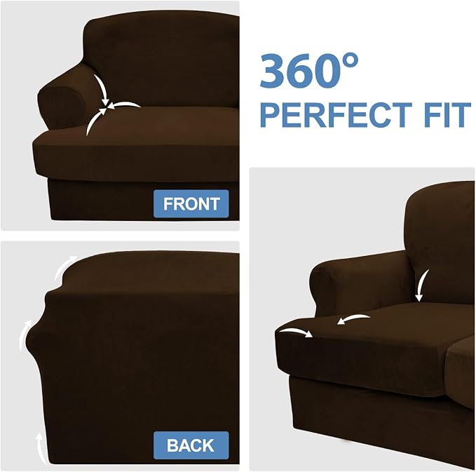 CUCRAF Cushion Sofa Cover 4 Piece Slipcovers, Soft Thick Velvet Couch Cover - Image 6