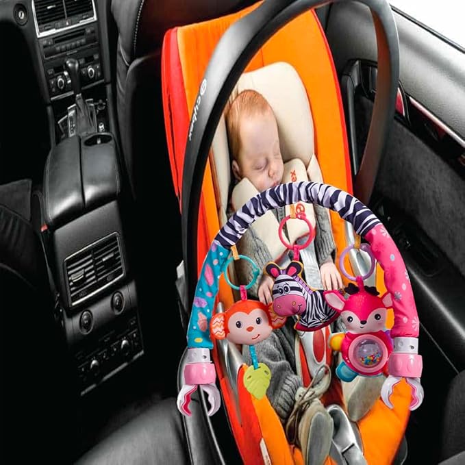 Baby Stroller Arch Toys, Crib Mobile for Infants Adjustable Bassinet Mobile with Universal Clamps, Activity Toy Bar for Bouncer Newborn Car Seat Stroller Sense Toy for Baby 0-12 Months