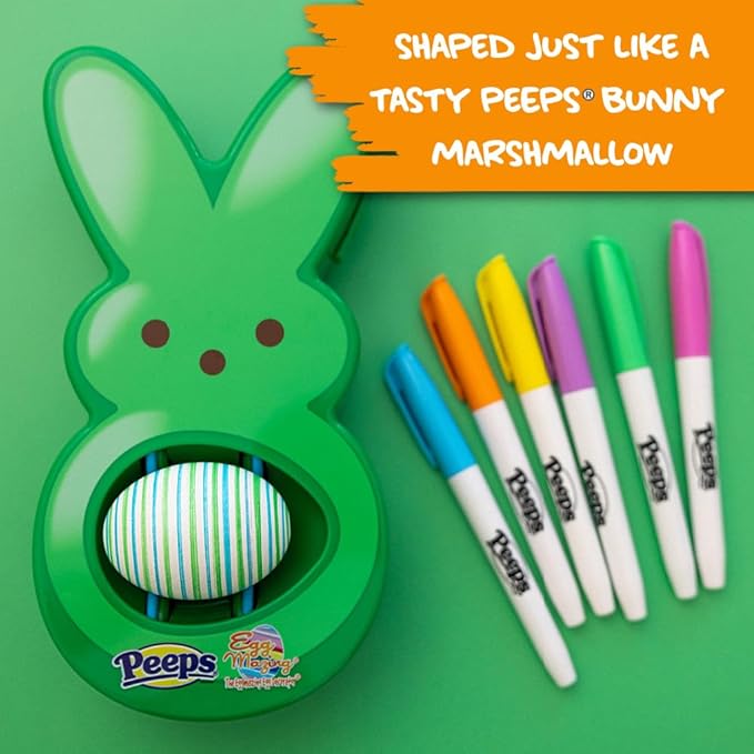 The Eggmazing Egg Decorator - Peeps Bunny - Arts and Craft Set Includes 6 Colorful Quick Drying, Non-Toxic Markers - Green - Packaging May Vary