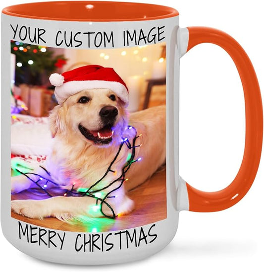 Ship Next Day Custom Mug Design Your Own Photo Text Personalized Picture Gifts for Women Men Customized Gifts Idea Personalized Coffee Mugs 15oz Orange Handle