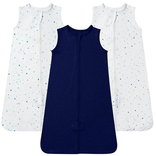 TotAha Sleep Sack 3-6 months 3 Pack, Ultra-Soft,Light Infant Wearable Blanket Baby Sleeping Bag with 2-Way Safe Zipper for Boy Girl, 0.5 TOG