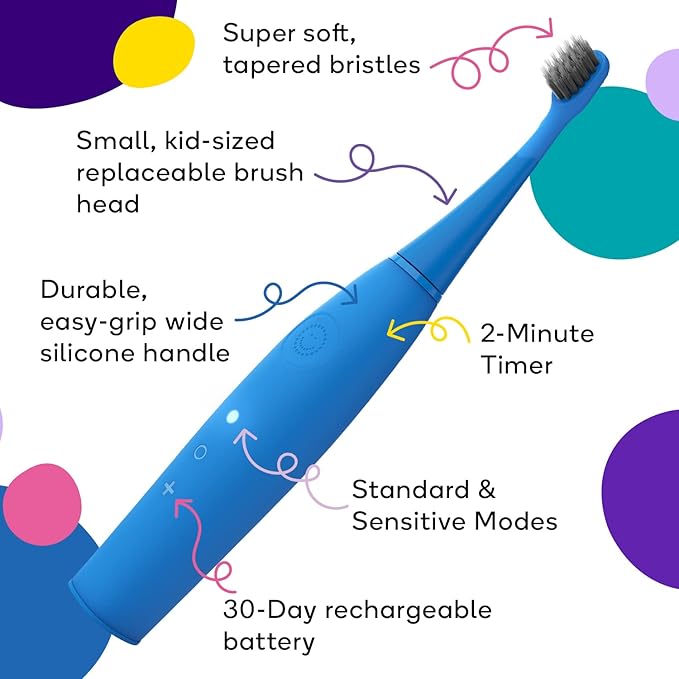 Burst Kids & Toddlers Electric Toothbrush (Purple) | Soft Bristles | Two Minute Timer | Rechargeable Battery | Easy-Grip Silicone Handle | 2 Modes for Healthy Smiles | Ages 3+