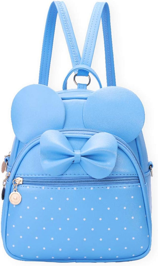 KL928 Girls Bowknot Polka Dot Cute Mini Backpack Small Daypacks Convertible Shoulder Bag Purse for Women