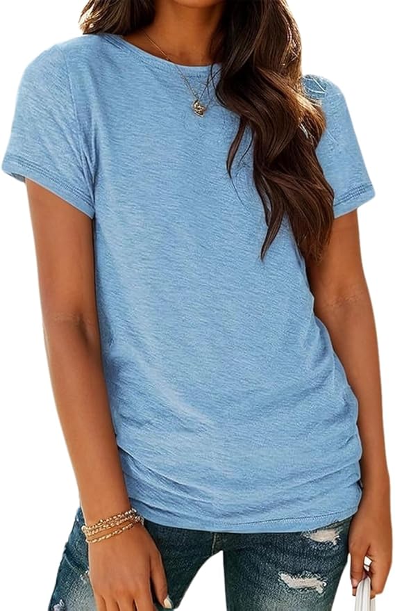 Soft Short Sleeve Shirts for Women, Crew Neck T Shirts for Women Loose Fitting Lightweight Top Basic Tee Shirt