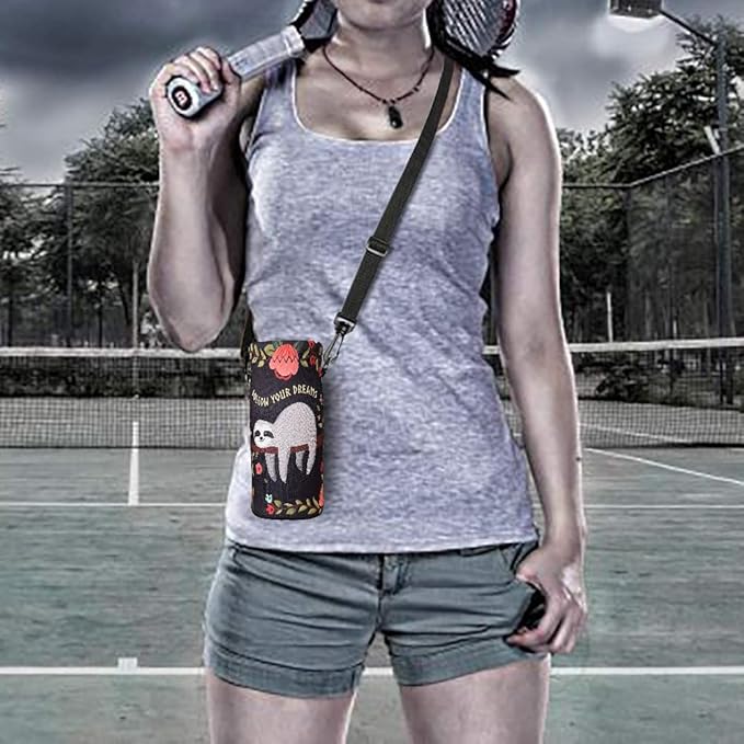 RICHEN Neoprene Water Bottle Carrier Bag with Adjustable Shoulder Strap,Insulated Water Bottle Cover for Stainless Steel/Glass/Plastic Bottles