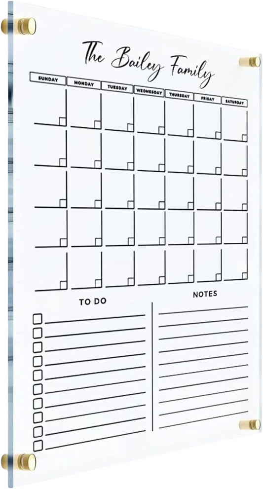 Acrylic Family Planner Wall Calendar - Personalized Calendar 2025, Personalized Dry Erase Board, Dry Erase Calendar, Monthly and Weekly Calendar, New Home Gift, Housewarming Gift