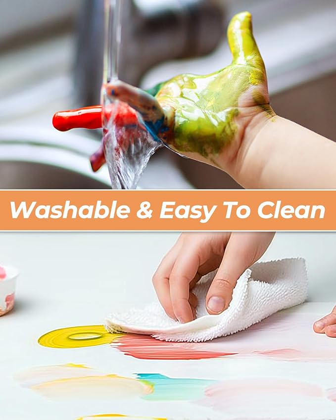 Nicpro 14 Colors Large Washable Paint for Kids 8.45oz/250ml, Non Toxic Children Tempera Finger Paints with Paint Brushes, Cups and Sponge for Art, Poster, School, Classroom, Craft DIY, Children