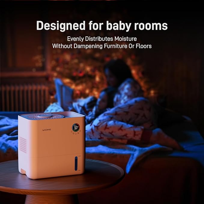 Evaporative Humidifier for Bedroom, 5L Quiet No Mist Humidifier With Aroma Diffuser, 14H Timer, Top-Fill, 5 Speed, No White Dust, Easy to Clean, for Baby, Nursery, Home & Office