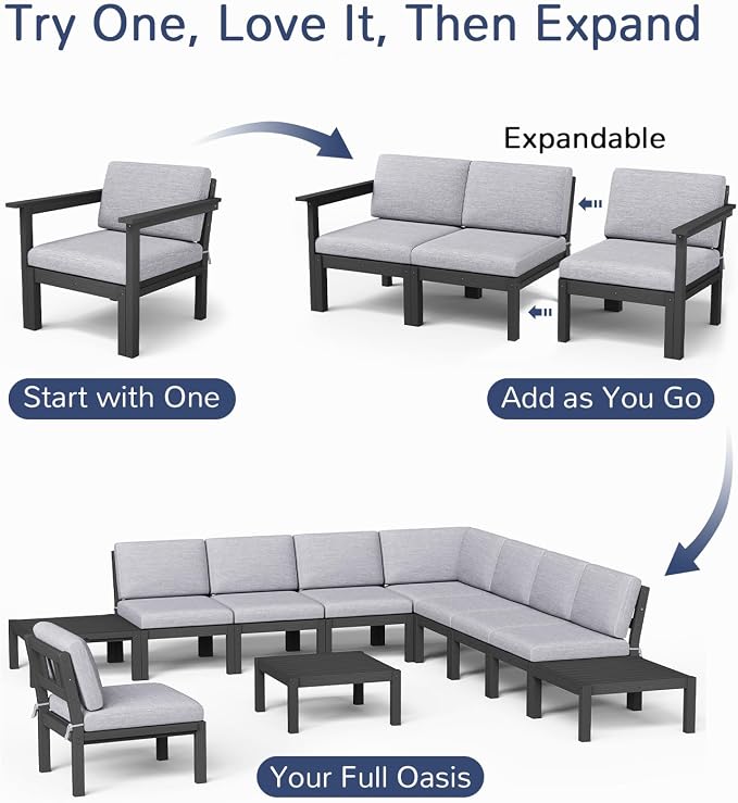 Stoog 11-Piece U-Shaped Patio Sectional Sofa Set, All-Weather Modular & - Image 4