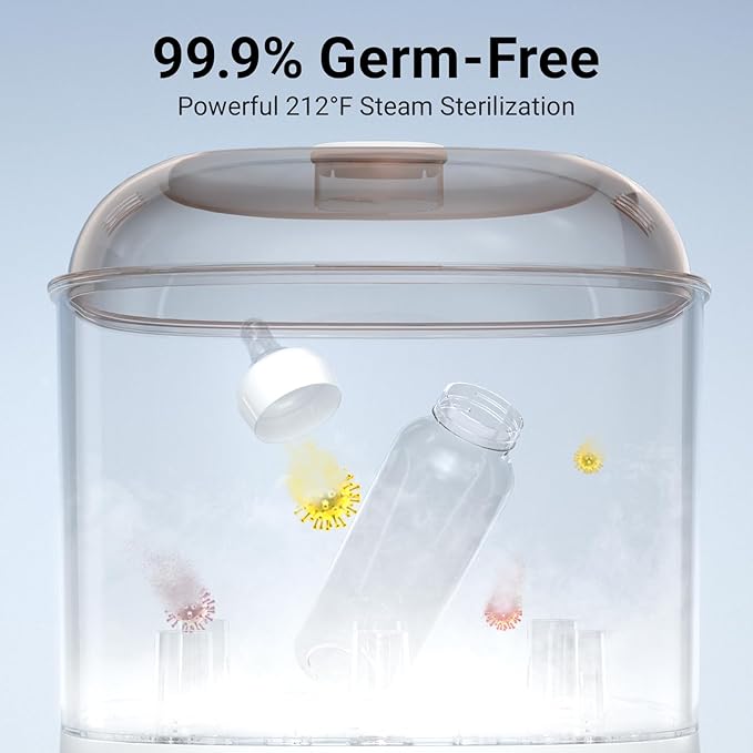Bear Bottle Sterilizer and Dryer, 2 Layers Large Electric Steam Baby Bottle Sterilizer, Fast Bottle Sanitizer and Dryer for All Bottles & Accessories, Time-Saving Design