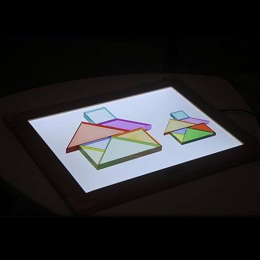 Light Experiment Loose Parts Learning Kit, Light Table Transparent Materials, STEAM Activitis for Kids 3+, Montessori & Reggio Inspired Kindergarten Preschool Classoom Accessary (Regular Size)