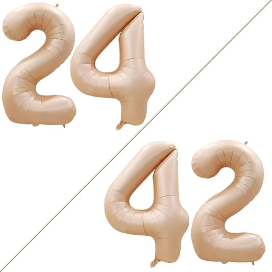 GOER Number 24 Balloons for 24th Birthday Party Decorations,42 Inch Jumbo Foil Helium 42 Balloons for 42nd Birthday Party Decoration (Caramel)