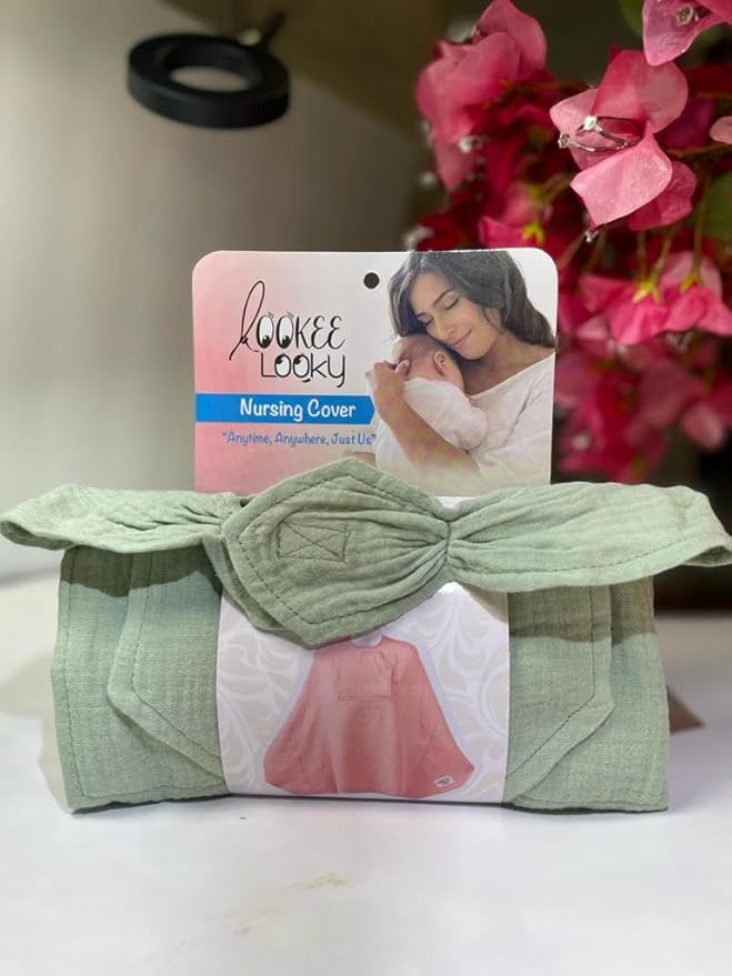 Muslin Nursing Cover for Baby Breastfeeding – with Peekaboo Window -100% Breathable Cotton Privacy Nursing Shawl - Multiuse Apron for Moms