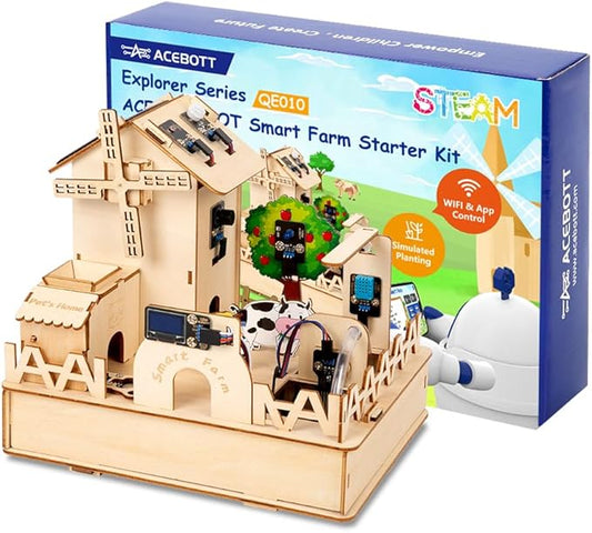 STEM Kit for Kids Age 12+,ACEBOTT ESP32 Smart Farm STEM Kits Compatible with Arduino & Scratch,Automatic Watering & Pet Feeder,DIY Coding Project Gift for Teens & Adults(NO Anti-Reverse)