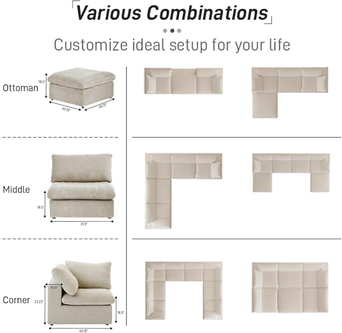 160.6" Cloud Couch Modular Sectional Sofa - Image 8