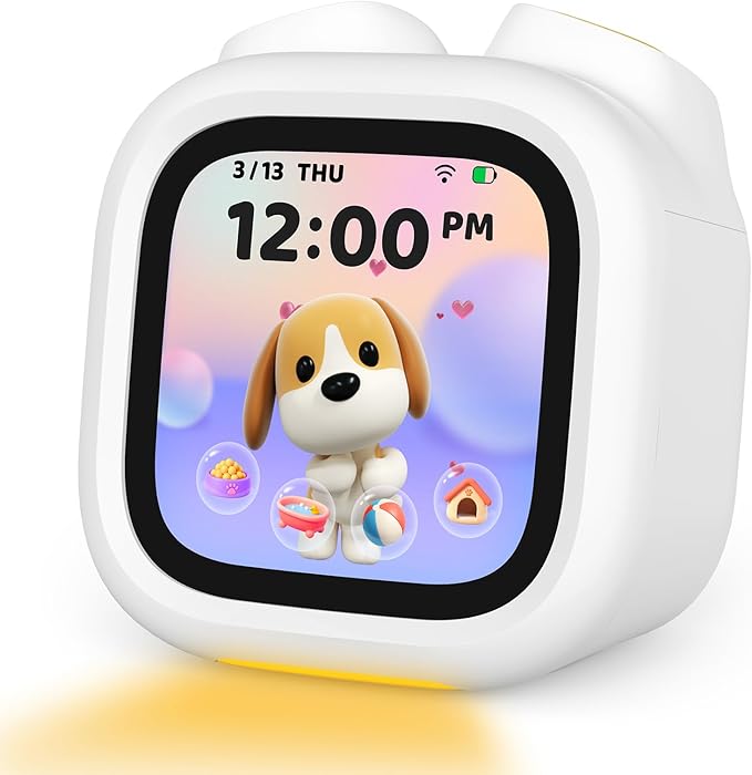 PawPal Digital Pet Alarm Clock with 3.8" Touchscreen - Habit-Building Sleep Trainer with OK-to-Wake, Stories, Music, White Noise & Nightlight for Kids Ages 3-8 Gift