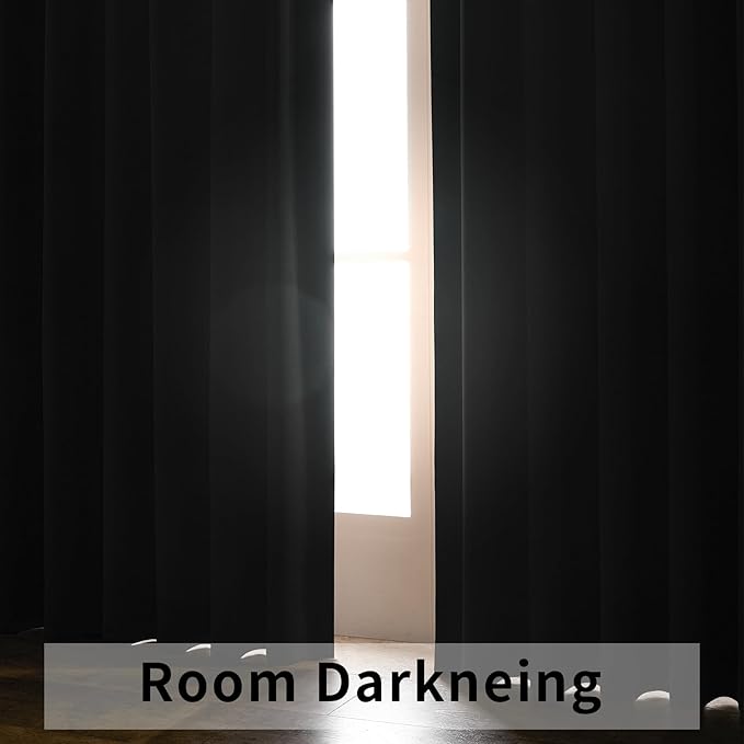 Joydeco Custom Blackout Curtains for Bedroom, 1 Panel Room Darkening Curtains & Drapes for Living Room Window Rod Pocket Back Tab (Custom Size,Black)