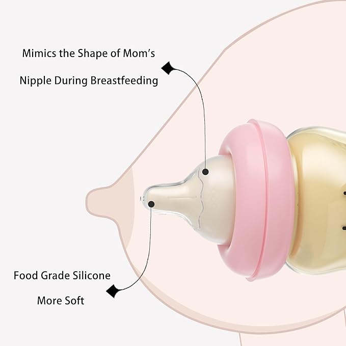 YOHKOH PPSU Baby Bottle Wide Neck, Newborn Anti-Colic Baby Bottle with Natural Response Nipple, Streamlined Body, Easy to Clean (5.4oz (Pack of 2), Red)