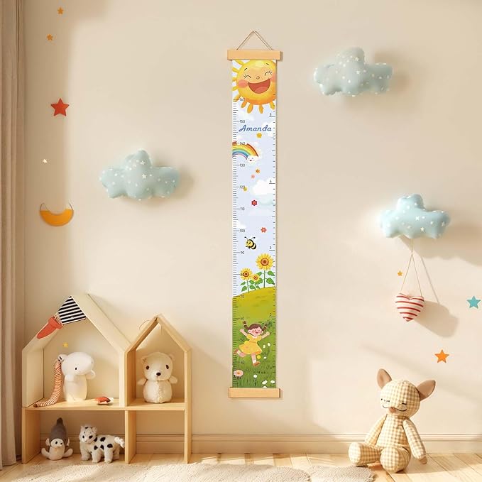 Personalized Name Height Chart for Kids, Sunflower Sun Meaningful Memories Through Kid Size Chart Measurement, Growth Chart Ruler for Wall, Fun & Stylish Height Tracker for Children
