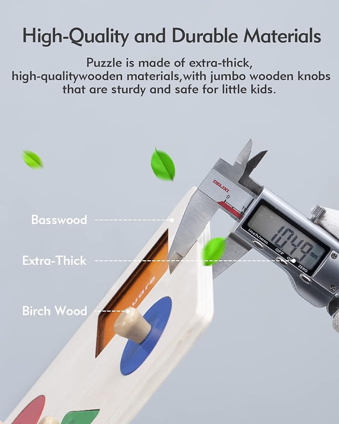 Montessori Shape Puzzle - Colorful Sorting Pieces for Toddlers 1-3 Years & 6-12-18 Months Developmental Toys