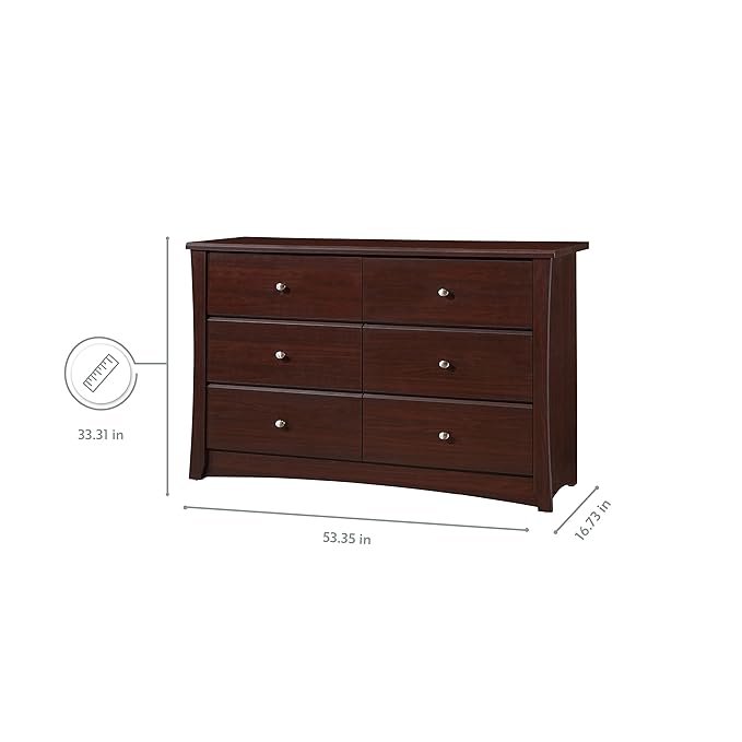 Storkcraft Crescent 6 Drawer Bedroom Dresser (Espresso) – GREENGUARD Gold Certified Dresser for Kids Bedroom