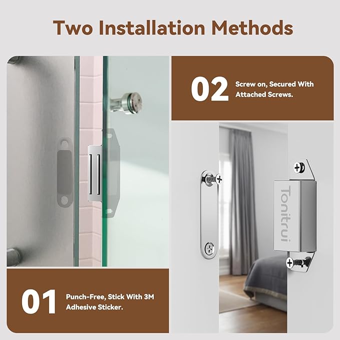 Cabinet Door Magnet, Flat Bottom Cabinet Magnetic Catch with Adhesive, Easy to Install,Only Takes 1 Minute,35lb Magnetic Cabinet Door Drawer Latch (Sliver, 4Pack)