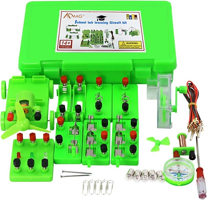Physics Science Lab Electricity and Magnetism Experiment Kit,Electromagnetism Experiment Basic Electricity Discovery Circuit Kit for Kids Junior Senior High School Students