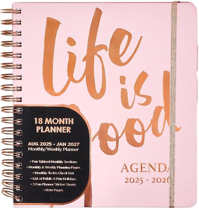 Votum August 2025 to January 2027 Large Back to School Academic Planner- Daily, Weekly & Monthly Organizer with Pens, Stickers, Sticky Notes, and a Sturdy Cover - Life is Good