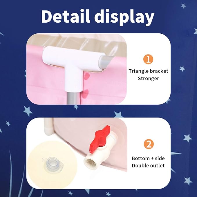 BESTHLS Portable Bathtub for Adult, Foldable Bathtub Portable Soaking Bath Tub,Eco-Friendly Bathing Tub for Shower Stall (Large Blue Sky)