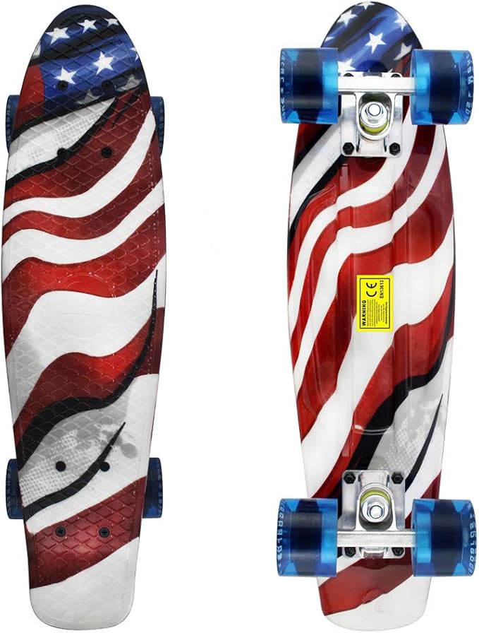 Skateboards Complete 22 Inch Mini Cruiser Retro Skateboard for Kids Boys Youths Beginners