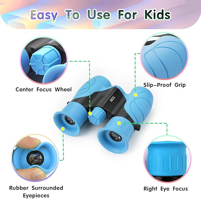 Binoculars for Kids,Compact Kids Binoculars 8x21 High-Resolution for Bird Watching, Camping, Exploration, Hiking, Hunting, Sports Events and Safari Park Gifts for 3-12 Year Boys Girls