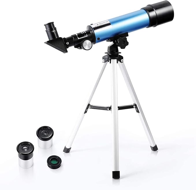 Telescope for Beginners and Kids, 60mm Aperture Refractor, Portable, Portable 90X Astronomical Telescope with Tripod, 2 Eyepieces, 1.5X Barlow Len, Astronomy Gift