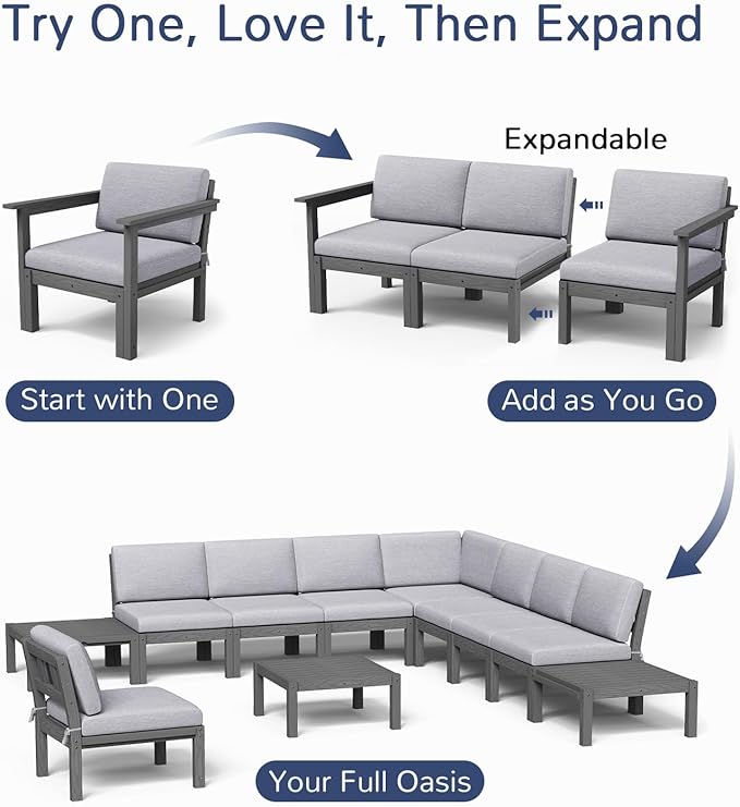 Stoog Patio Furniture Set, 6-Piece All-Weather Outdoor Sectional Sofa Set - Image 4
