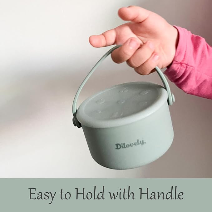 Silicone Snack Cups for Toddlers, Toddler Snack Containers, Baby Treat Catcher with DustProof Lid 2 Pack Dishwasher Safe & BPA Free 9 Oz