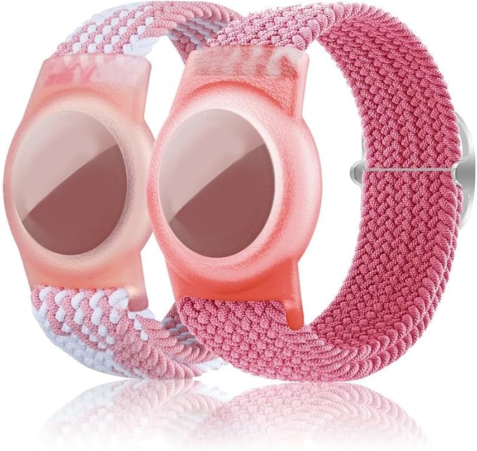 2 Pack Kids Bracelet Compatible with AirTag, GPS Kid Tracker Holder Braided Wristband for Apple Air Tag, 2022 Upgraded Nylon Adjustable Anti Lost Airtag Watch Band for Kids Children Elders