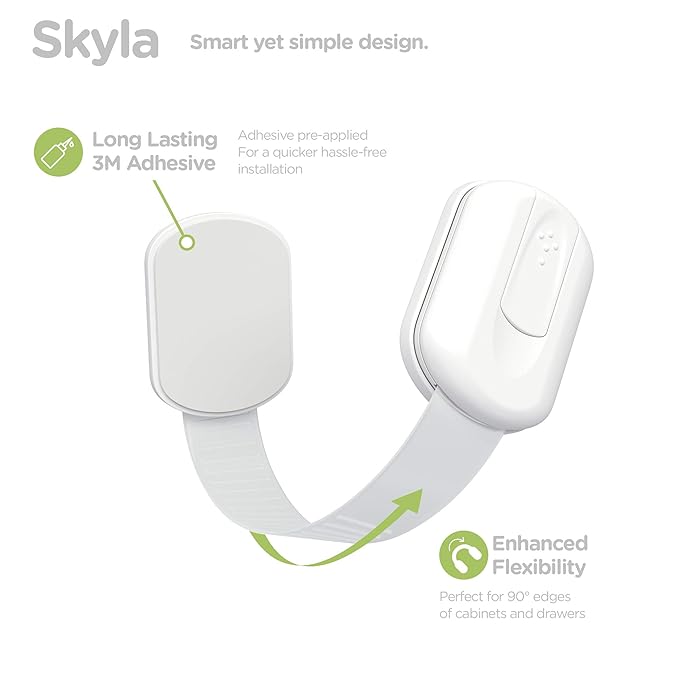 Baby Proofing Child Safety Locks (2 Pack) by Skyla Homes - The Safest, Quickest and Easiest 3M Adhesive Cabinet Latches, No Screws & Magnets, Multi-Purpose for Furniture, Kitchen, Ovens, Toilet Seats