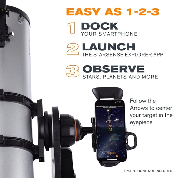 Celestron StarSense Explorer 130AZ App-Enabled Telescope – 130mm Tabletop Dobsonian with Smartphone Dock & StarSense App – iPhone & Android Compatible – Easy-to-Use for Beginners