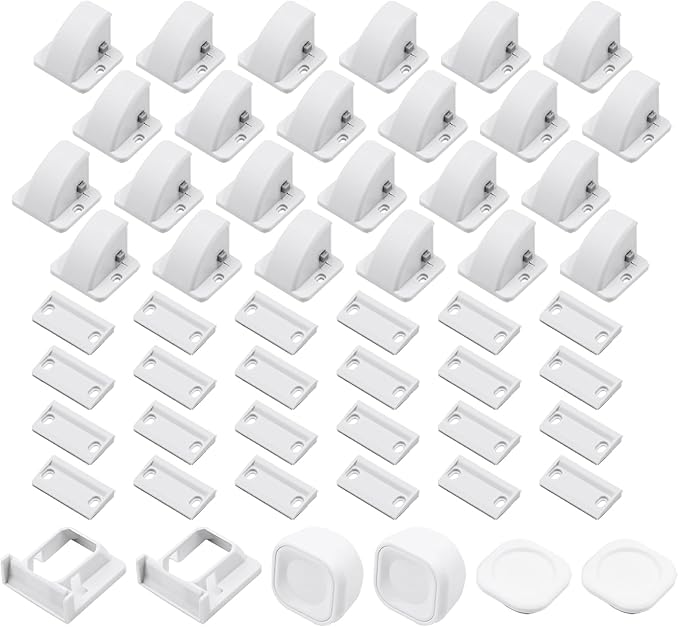 Magnetic Cabinet Locks for Baby Safety, Children Proof Cupboard Drawers Latches, Safe & Easy Install, Multi-Purpose Adhesive No Need for Screws or Tools(24 locks and 2 Keys)
