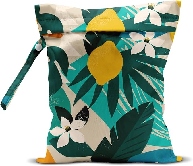 Wet Dry Bag Wet Bag for Swimsuit Travel Beach Pool Stroller Diapers Dirty Yoga Gym Clothes Makeup Bag Waterproof Tropical Palm Leaves Decor Jungle Palm Leaf Favors