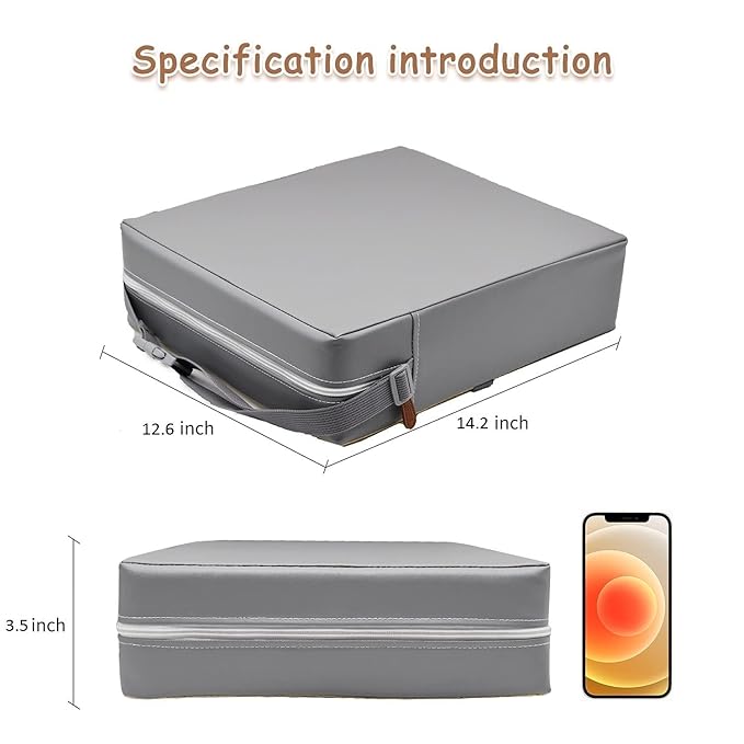 Toddler Booster Seat for Dining Table, PU Washable Double Safe Straps Non-Slip Bottom Booster Seat Dining Toddler, Portable Travel Increasing Cushion (Grey)