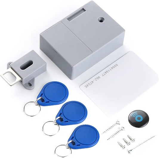 Battery IC Card Sensor Digital Cabinet Lock Drawer Lock File Cabinet Smart Lock DIY Keyless Cabinet Drawer Lock Without Perforate Hole for Drawers, Cabinet, Doors, Wardrobe