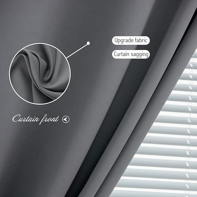 Magic Tape Stick On Curtains Window Shades Pull Down Blackout Window Cover Blackout Curtains for Bedroom No Drillng Self Adhesive Curtains No Rod Small Curtain, 47" W X 79" L, Grey, 1 Panel