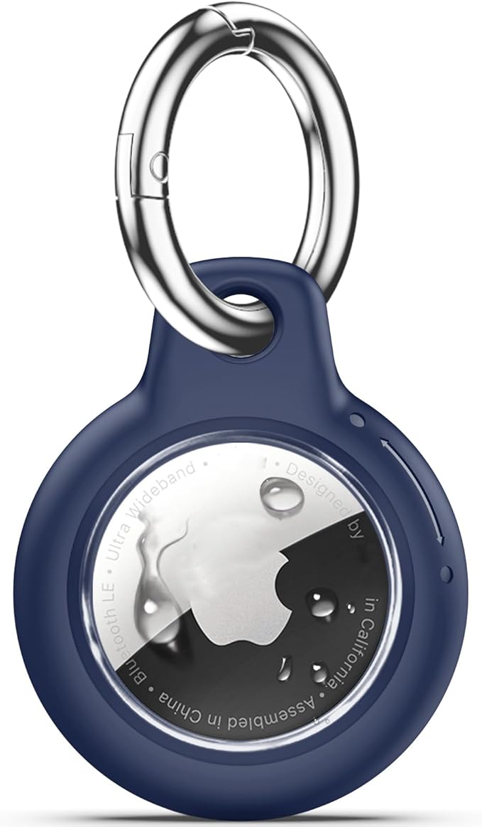 Upgrade Waterproof Airtags Holder with Apple Airtags Keychain, Hard PC Air Tag Case, Anti-Scratch & Shock Air tag Holder,Men's Women's Keyrings & Keychains, for Dog,Car Key,Luggage -Navy Blue