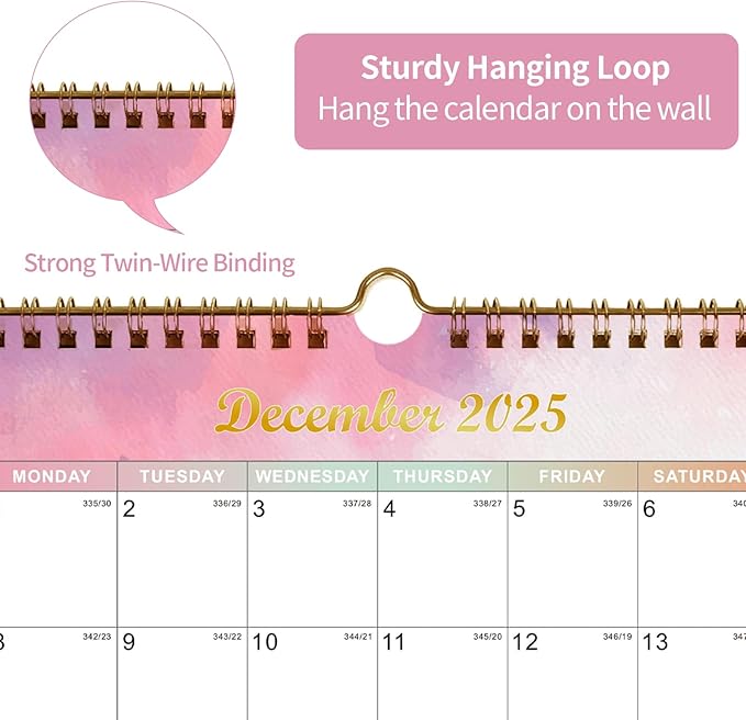 Calendar 2025-2027 22 Monthly Wall Calendar Runs from September 2025 until June 2027 Spiral Binding Hanging 11.5" x 14.7" Thick Paper with Julian Dates and Block for School Office（Colorful）