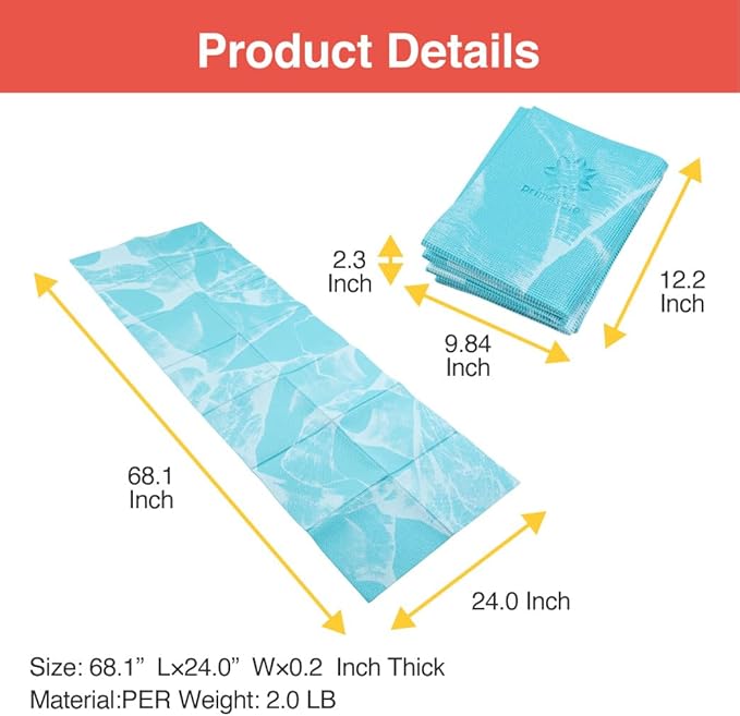 Folding Yoga Travel Pilates Mat Foldable Easy to Carry to Class Beach Park Tear resistant Travel Picnics 4mm Thick 9 Colors