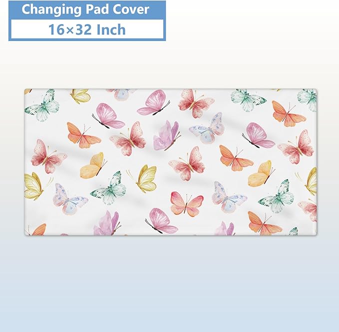 Personalized Baby Crib Bedding Set, 5 Pcs Custom Baby Crib Sets with Name, Double Layer Butterfly Nursery Bedding Set for Girls, Soft Flannel Baby Bedding Set, Toddler Infant Customized Gift