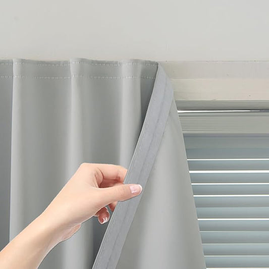 self Adhesive Curtains Portable Blackout Curtain Simple and Easy to Install Bedroom Window Thermal Lnsulated Kitchen Room Darkening Black Small Drapes, 35" W X 79" L, White, 1 Panel