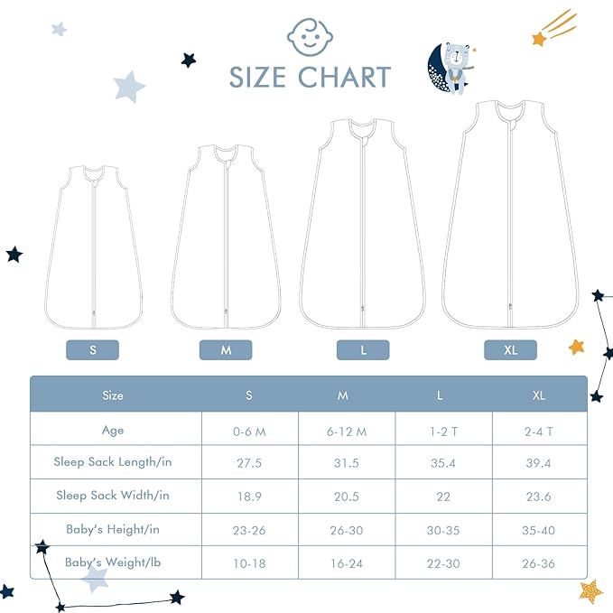 Baby Sleep Sack 6-12 Months Wearable Blanket for Babies 100% Organic Cotton 2-Way Zipper YKK 0.5 TOG Toddler Sleeping Sacks Bears