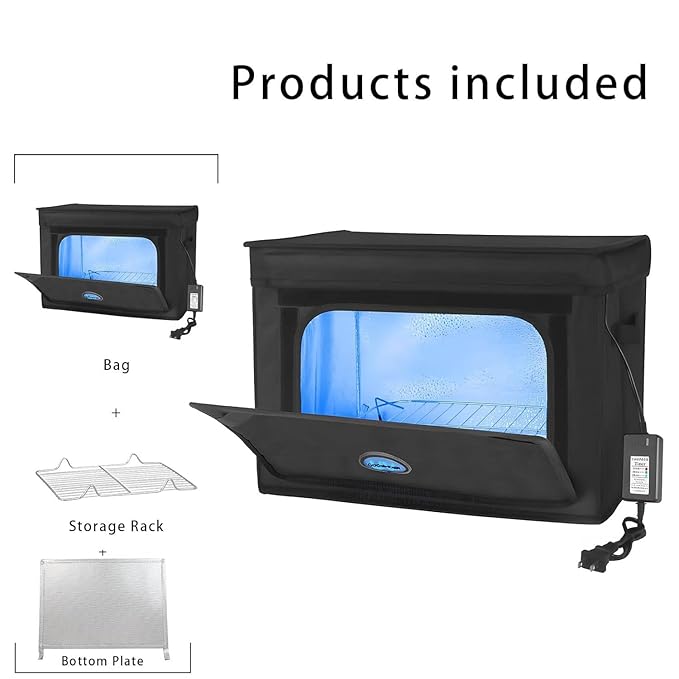 Large UVC Sanitizer Box with Ozone, Foldable Cleaner Bag with Timer, 36L/9.5gal UV Light Bulb Black Tote for Shoes, Cell Phone, Baby Bottle, Key, Towel